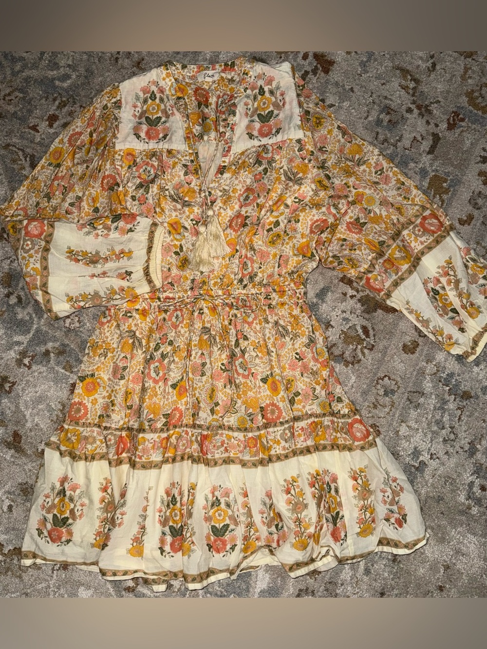 Elan Cream Dress with Yellow & Coral Floral Print